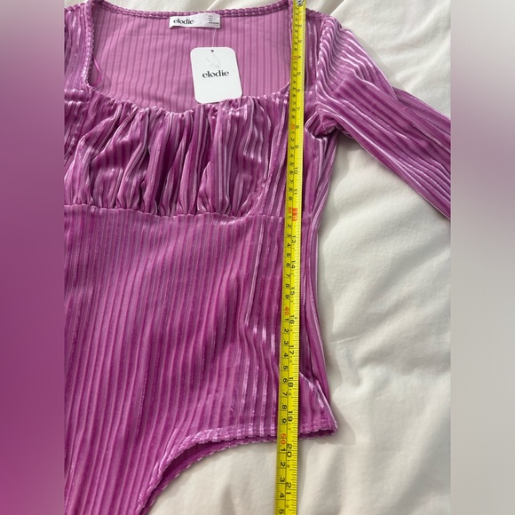 NORDSTROM ELODIE Velvet Fuchsia Ribbed Bodysuit - Picture 4 of 6
